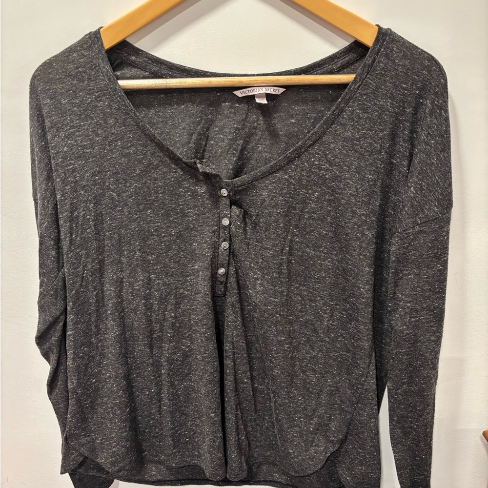 Victoria's Secret Gray 3/4 Sleeve Buttoned Blouse